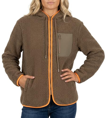 Zwillingsherz Damen Teddyjacke Classic mit Kapuze– Kuschelige Fleece Jacke mit Reißverschluss, Warm & Weich Uni