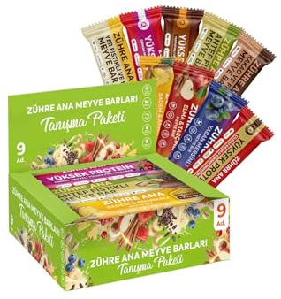 Zühre Ana Fruchtriegel Mix Box (9 Stück) – Verschiedene Sorten, vegan, glutenfrei, ohne Zuckerzusatz – Frucht Bar Probierpaket
