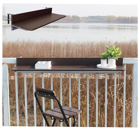 EABKLPQRS Hanging balcony table for railing, Folding Balcony Railing Table, Outdoor, Folds To 9cm, 50kg, Multiple Sizes(L60*w27cm/L23.6*W10.6IN)