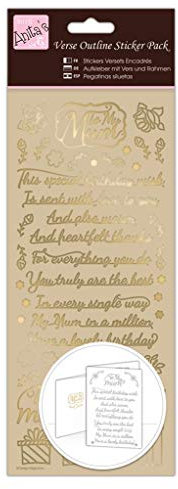 Anitas Outline Stickers, Verses, Mum, Gold, For Scrapbooking, Card Making, Kids Play, Homework, Art, Craft, Embelish, Decorative, Paper, Card, Glass, Metal, Plastic, Foam