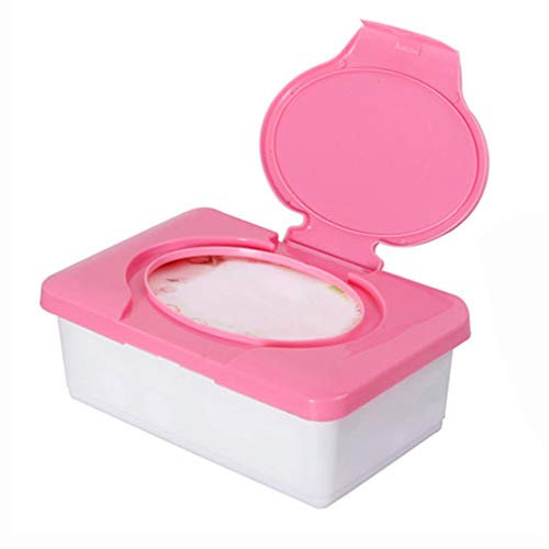 Junhouse Wet Tissue Case Baby Nappy Wipes Storage Box Dispenser Holder Home Office Travel Car Tissue Holder (Pink)