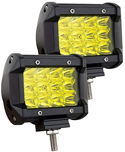 Willpower 10cm 36W LED Arbeitsscheinwerfer Bar Gelb Bernstein LED Scheinwerfer 12V 24V Wasserdicht Flutlicht Arbeitslicht Zusatzscheinwerfer für Auto Offroad Traktor SUV UTV ATV