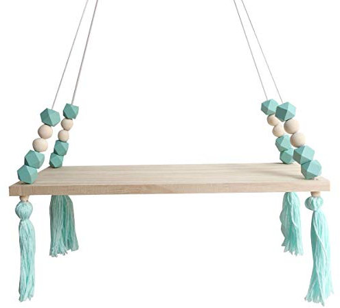 SOONHUA Schweberegal,Wandregal Kinderzimmer,Wandregal Holzregal Schaukelregal Pflanzenhalter mit Seil Schwimmende Regale Schaukel für Home Office