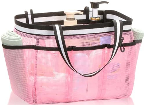 Ocim XL tragbare Netz-Dusch-Caddy Tragetasche für Studentenwohnheim, Fitnessstudio, Strand, Pool, Camping, Reisen – Rosa