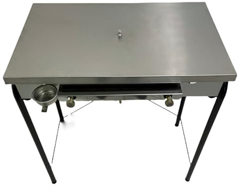 Plancha profesional de gas para barbacoa, parrilla de acero inoxidable lisa de 5 mm para catering restaurantes Street Food Pub para cocinar asados, 2 fuegos (grande 80 x 50 + tapa)