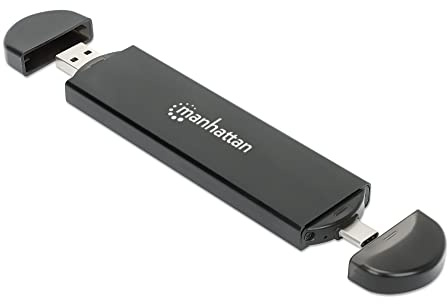 Manhattan USB zu SDD Schrank M.2 NVMe und SATA 130639 USB 3.2 Gen 2 Typ-C Stecker und Typ A Stecker für SSDs 2230/2242/2260/2280 mit M-Schlüssel oder Schlüssel B+M