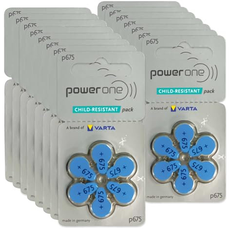 Power One Hörgerätebatterien Größe 675 - p675 Batterie für Hörgeräte, langlebig, Quecksilberfreie 1,45 V Zink-Luft-Hörgerätebatterien (90 Batterien) - Ablauf Mai 2028
