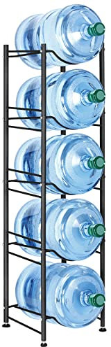 MOOACE 5-Tier Water Jug Rack, 5 Gallon Detachable Water Bottle Holder Organizer Storage Rack, Black