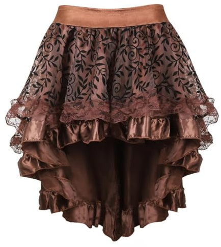 Röcke Damen Korsett Rock Retro Burleske Steampunk Spitze Sexy Gothic Mittelalter Kleidung Braun M