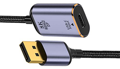 Cablecc USB-C Type C Female Source to DP 1.4 Displayport Sink HDTV Cable 8K@60hz 4K@120hz for Tablet Phone Laptop