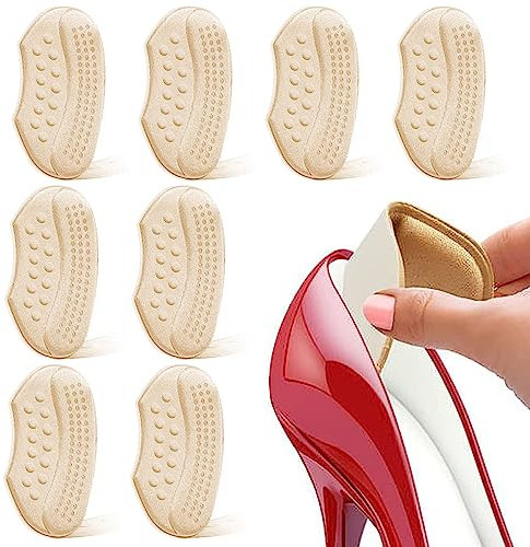 4 Paare Fersenpolster Schuhe Fersenschutz 6mm Dicke Einlagen und Füllungen für zu Große Schuhe Selbstklebende Fersenkissen Heel Pads Gegen Blasen Reibung Fersenhalter - Aprikose