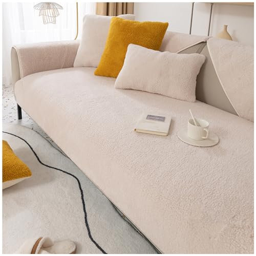 Axroad Mall Superweicher Sofa-Schonbezug für 1/2/3/4-Sitzer, universell, rutschfest, L-Form, Couchkissenbezug, warmer Sherpa-Stoff, Möbelschutz, Sofabezug für Wohnzimmer (Beige, 70 x 150 cm)