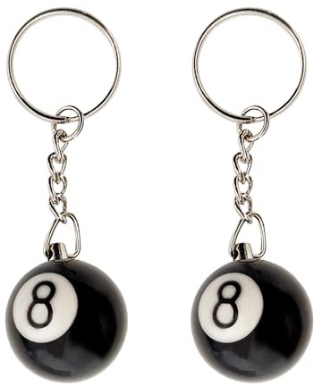NYGGTYK 2 Stück Schlüsselanhänger, Billard-Schlüsselanhänger, Schlüsselanhänger-Kugelketten, Snooker-Schlüsselanhänger, 8-Ball-Schwarzkugel-Schlüsselanhänger, Schlüsselanhänger-Anhänger-Zubehör