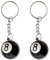 NYGGTYK Lot de 2 porte-clés, porte-clés de billard, chaînes de billard, porte-clés snooker, porte-clés boule noire, accessoires de pendentif porte-clés, Noir , taille unique