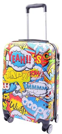 Divergent Retail DR632 Cabin Size Hard Shell Four Wheels Comic Print Suitcase