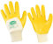 D2D | 2 Paar - Baumwollhandschuhe - Größe: 6 (XS) - Gelb - mit Nitril Beschichtung - Norm EN 388 CAT 2 - Arbeitshandschuhe - PU-Montagehandschuhe Gartenhandschuh