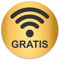 PVC Aufkleber Schild - Rund 10cm Durchmesser - Selbstklebend - Gold gebürstet - Metall-Optik - UV beständig - Für Innen und Außen (Gratis WLAN)