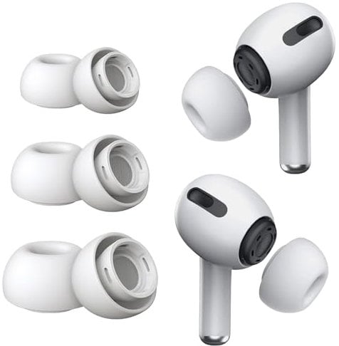3Pairs Replacement Ear Tips Earbuds Silicone Ear Buds Tips with Noise Reduction Hole for Airpods Pro with Excellent Noise Isolation and Comfort - White (S/M/L)