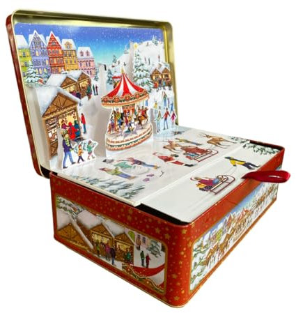 your castle Lata grande desplegable para galletas de Navidad, chocolates, bombones, capacidad: 3,8 l, tamaño: 28 x 18 x 8 cm