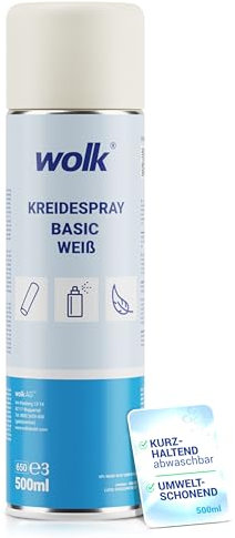 Kreidespray basic weiß 500 ml - kurzhaltende Bodenmarkierungen - pflanzenverträglich - wasserlöslich - temporäre Boden Markierungen - bis zu 100m Markierungsweg bei 5cm Strichbreite - Spraydose