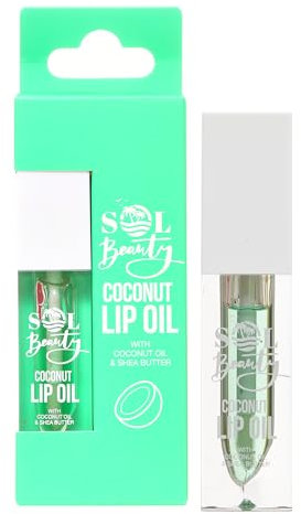 Sol Beauty Lippenöl Kokosduft mit Kokosextrakt und Sheabutter, Nährt, Hydratiert und Weichmacht Ihre Lippen, Veganer Freundliches und Tierversuchsfreies Lippenöl 3g