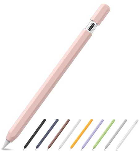 SSS·GRGB Ultra Dünn Silikon Federmäppchen für Apple Pencil (USB-C) 2023 Zubehör für Apple Pencil Double Tap Silikon Pencil Sleeve (Hellrosa, 1 Pack)