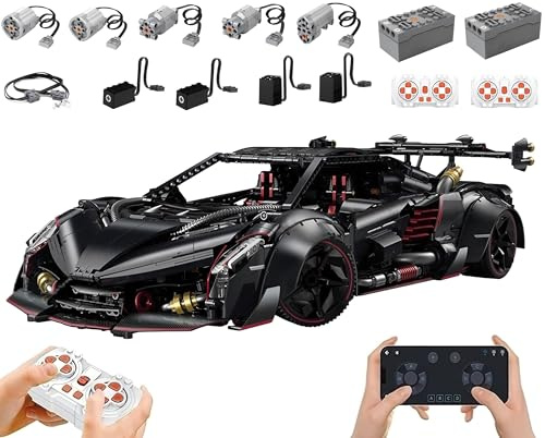 Technik Auto für Lambo Veneno, Mit 7 Motoren Set, 1:8 Groß Auto Modellbausatz, 3809 Teile MOC Klemmbausteine Rennauto Set, Automodell Sammlerstück für Autofans, Keine Originalverpackung
