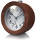CSL - Wecker analog ohne Ticken mit Schlummerfunktion, Rund Holz dunkel Nussbaum, Retro Design, Nachtlicht, Tischuhr, Geräuschlos Alarm Clock, Reisewecker, Weckton, Snoozetaste, Batteriebetrieben