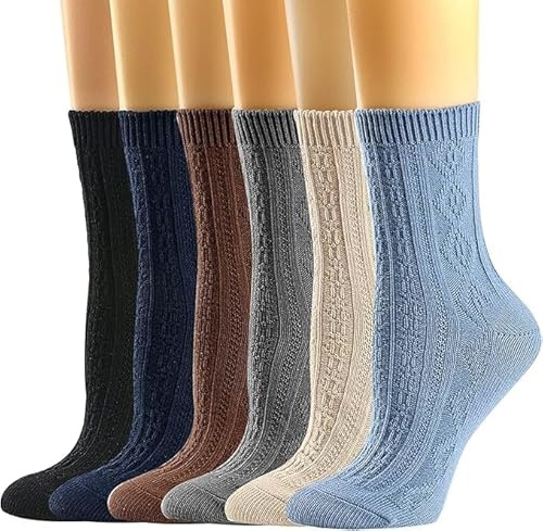 BROPAPA Damen Socken , Baumwolle Atmungsaktiv Bequem Casual Socken für Frauen, Socken für Damen Alltag Freizeit Beruf, Socken Set (6 Farben) 6er Pack