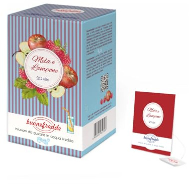 Buonefredde | Tè Freddo Mela Lampone | 20 Filtri Monodose Infusione a Freddo | Tisana Fredda Fruttata | Dolce Bevanda Freddante | Tisana Rinfrescante Istantanea Senza Zuccheri | Infuso Naturale Estate