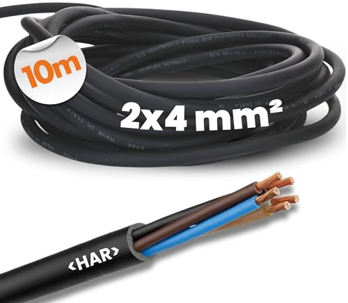 Lapp 10m Cable de Goma H07RN-F 2x4 mm² - Manguera Eléctrica Flexible Negra | Cable armonizado de cobre para exteriores y jardines, resistente a rayos UV, aceites y frío, tensión 450/750 V