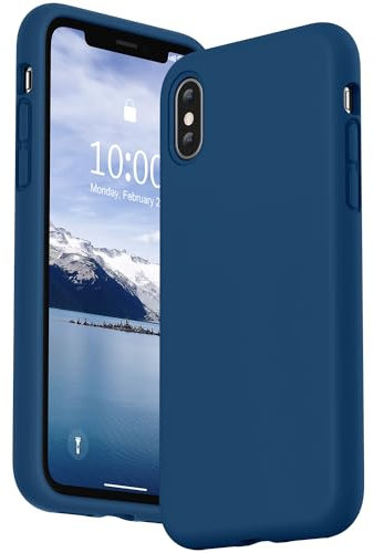 SURPHY Cover Compatibile con iPhone XS, Cover Compatibile con iPhone X, Custodia per iPhone X XS Silicone Cover Antiurto con Fodera in Microfibra Full Body Case per iPhoneX XS 5.8, Blu Orizzonte