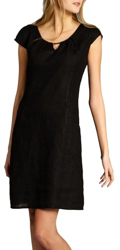Caspar SKL020 knielanges Damen Sommer Leinenkleid mit eleganter Metallspange bis Größe 50