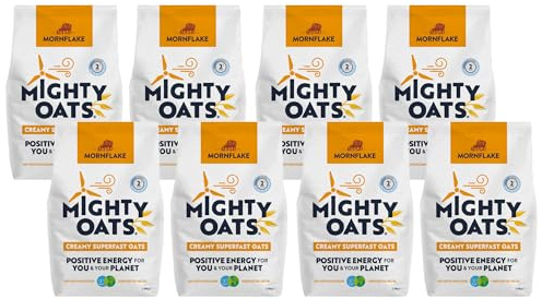 Mornflake - Superfast Oats 8x 1.25kg 100% Wholegrain All Natural Ingredients, High In Fibre. Creamy, Perfect For Breakfast Overnight Porridge Oats & Granola. Suitable For Vegan Diet