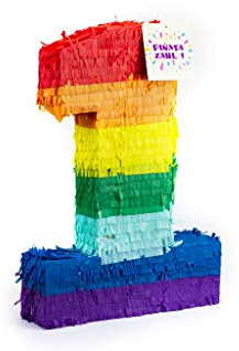 Trendario Pinata Zahl 1, Pinjatta zum Befüllen mit Süßigkeiten und Geschenken - Piñata für Kindergeburtstag Spiel, Geschenkidee, Party, Hochzeit