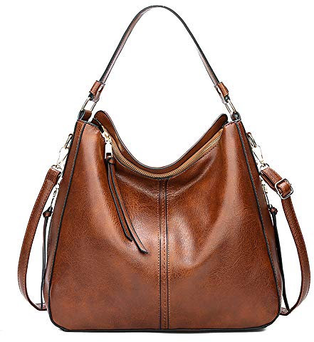 Kris Anna Hobo Sac à Main portés épaule Seau pour Femme en Cuir PU Marron
