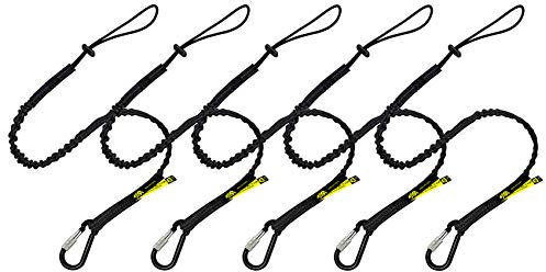 BearTOOLS Tool Lanyard with Single Carabiner and Adjustable Loop End, Standard Length, Maximum Weight Limit 8KG / 17.6lb, Aluminum Screw Lock Carabiner with Shock Cord Stopper, 0925S (5 Pack)