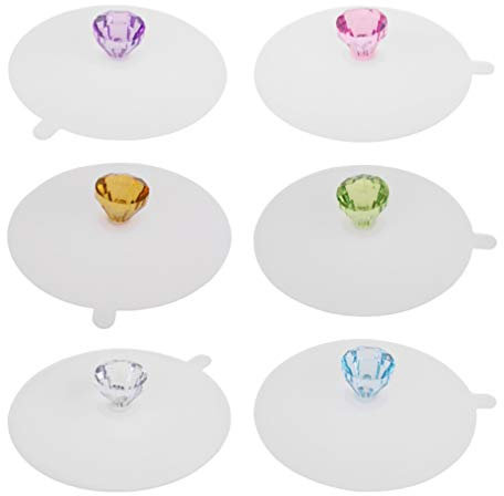 6 Pcs Hot Cup Lids Spill Stopper Lid Cover Microwave Drinking Clear Mug Reusable Diamond Mug Covers Drink Cup Lids Silicon Drinks Cup Coffee Silicone
