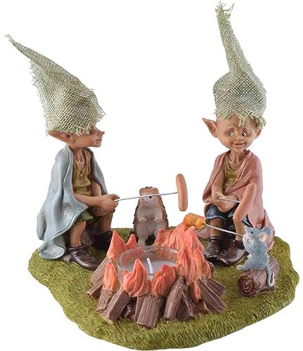 Joh. Vogler GmbH Grillabend Pixie Teelichthalter Pixies Grillen mit Igel und Maus 19 cm Figur Kobold Fee Fabelwesen