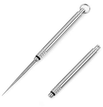 XLKJ 2 en 1 Palillos de Dientes, Palillo de Dientes de Titanio Reutilizable, Palillos de Dientes Portátiles con Llavero para Camping y Negocios
