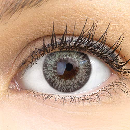 GLAMLENS Palermo Gray grau + Behälter | Sehr stark deckende natürliche graue Kontaktlinsen farbig | farbige Monatslinsen aus Silikon Hydrogel | 1 Paar (2 Stück) | DIA 14,00 | Ohne Stärke