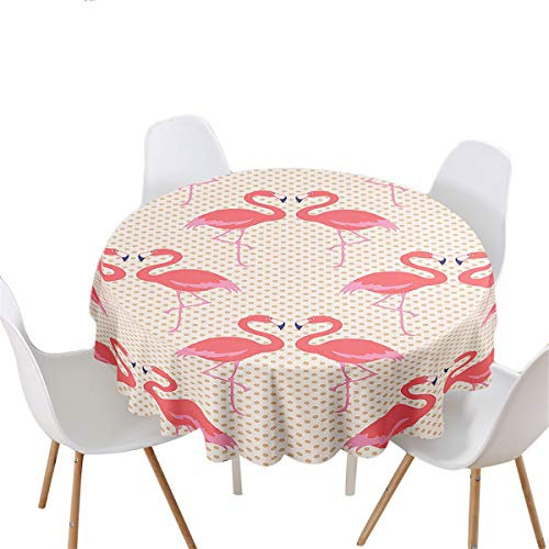 Highdi Rund Tischdecke Wasserdicht, 3D Flamingo Drucken Antifouling Pflegeleicht Abwaschbar Polyester Tischdecke, für Home Küche Dekoration, Verschiedene Größen (Tupfen,90cm)