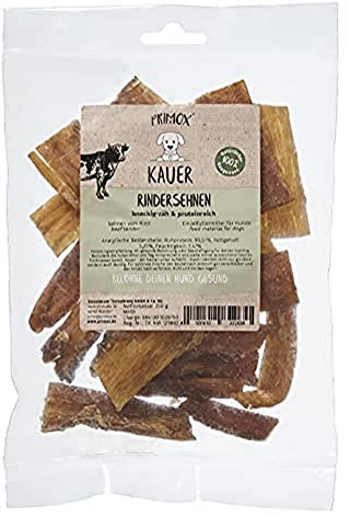 PRIMOX® KAUER Rindersehnen 250g I Knackig-zäher, proteinreicher Kausnack I Intensive Zahnpflege, Stärkung der Kaumuskulatur I 100% natürliche Rohstoffe für deinen Hund