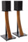 EXIMUS One Pair Fixed Height Universal Speaker Floor Stands with Real Wood - Walnut - 290 Series