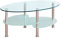 Home Heavenly®- Mesa Centro de Cristal Denise. Mesa Ovalada de Cristal y Cromado. con revistero. Patas metálicas (Cristal Transparente y Cromado)