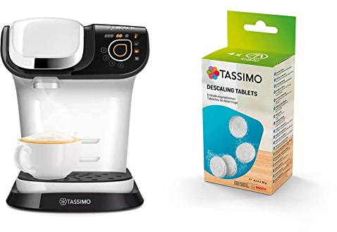 Tassimo by Bosch My Way 2 TAS6504GB Coffee Machine, 1500 Watt, 1.3 Litre, White with TCZ6008 Descaling Tablets - 8 Tablets
