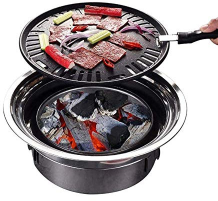 Portable Charcoal Grill, Japanese Tabletop BBQ Grill, Round Barbecue Stove, Outdoor Barbeque Grill for Yakiniku, Robata, Yakitori, Takoyaki & BBQ