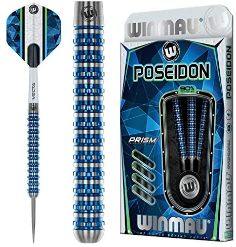 WINMAU Poseidon 24 Gramm Profi Stahlspitze Wolfram Dartpfeile mit Flüge und Stiele (Wellen)