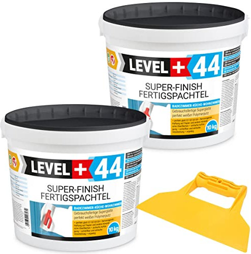 Level +44 Super Finish Spachtelmasse Weiß Innen für Wand & Decke - 10+10 kg