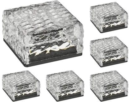 ledscom.de 6 Stück LED Solar-Pflasterstein Bodeneinbauleuchte BROSLO für außen, IP67, Glas, eckig, 10 x 10cm, warmweiß